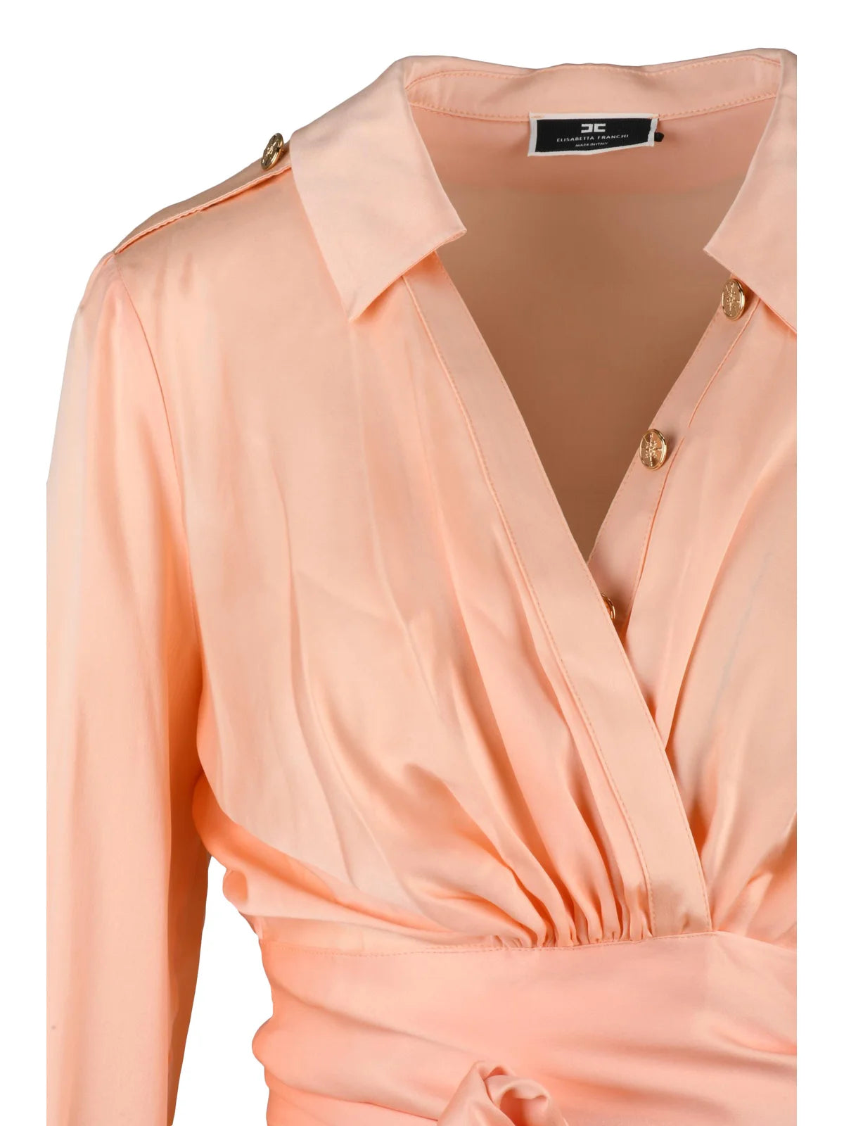 Pink Silk Women Cropped Wrap Shirt