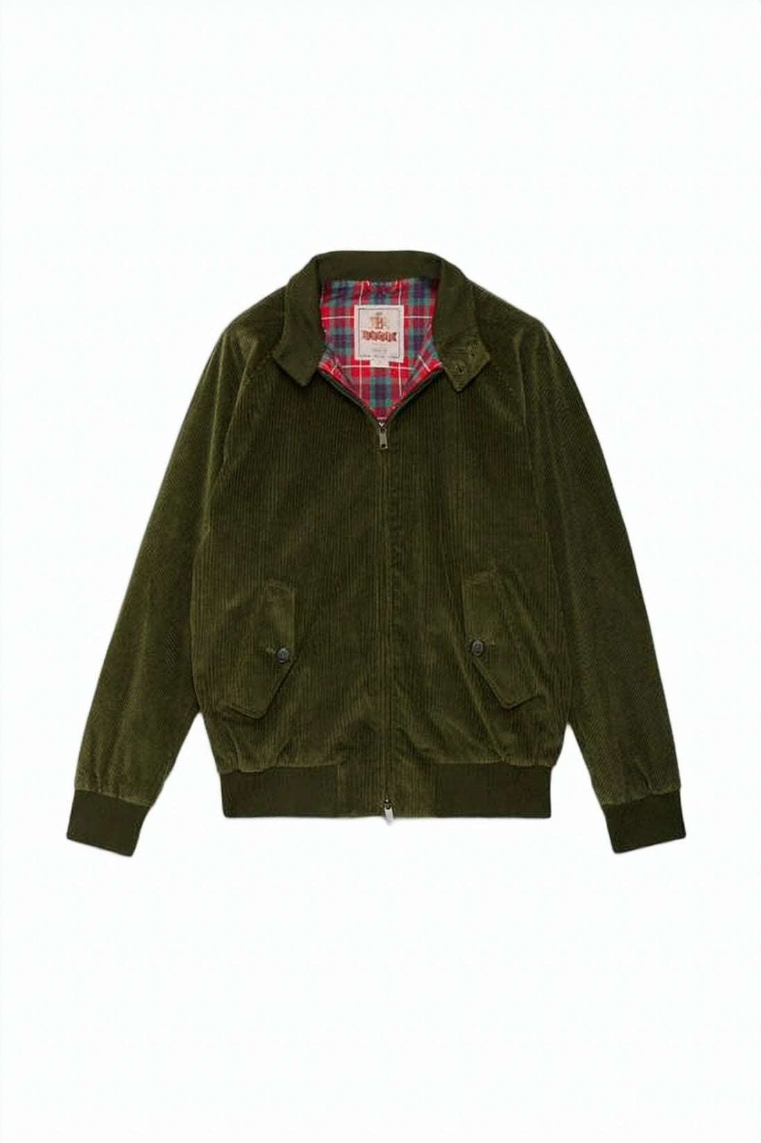 Corduroy Bomber Jacket with Tartan Lining
