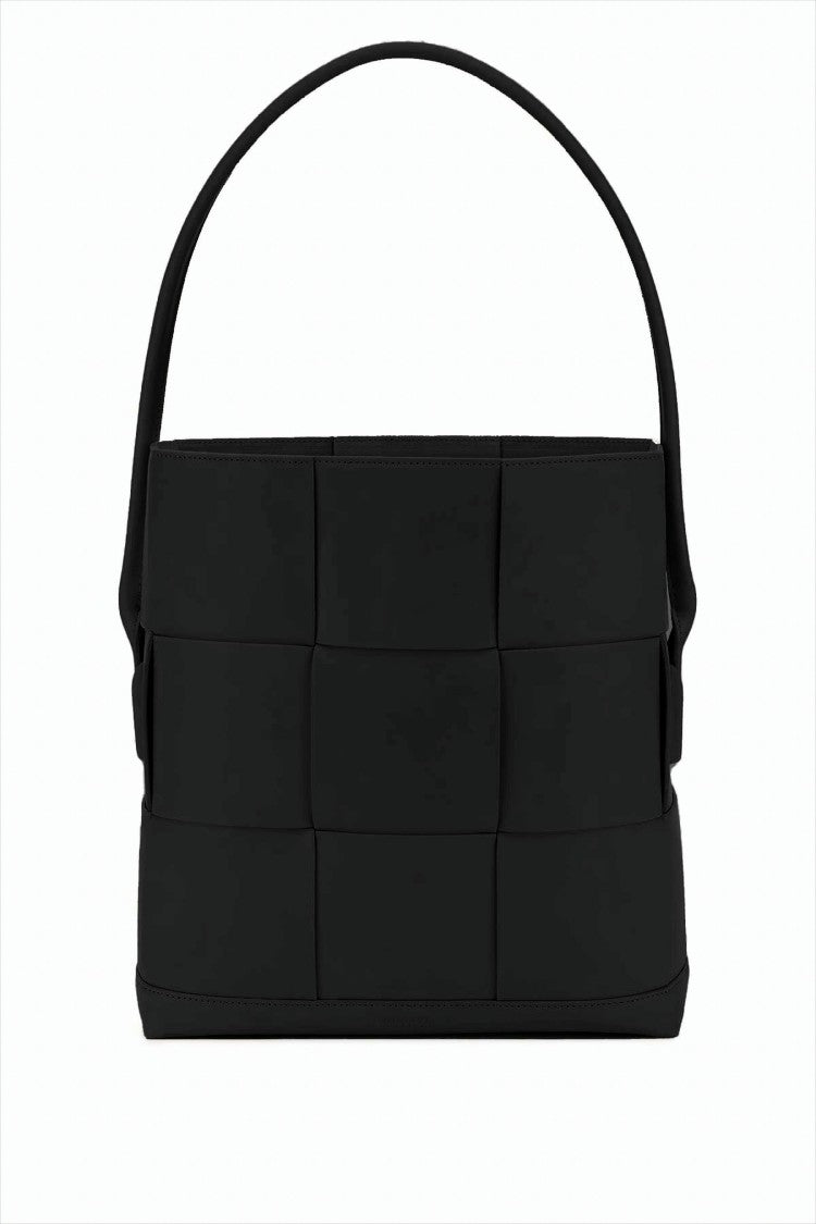 Vertical Woven Calfskin Shoulder Bag