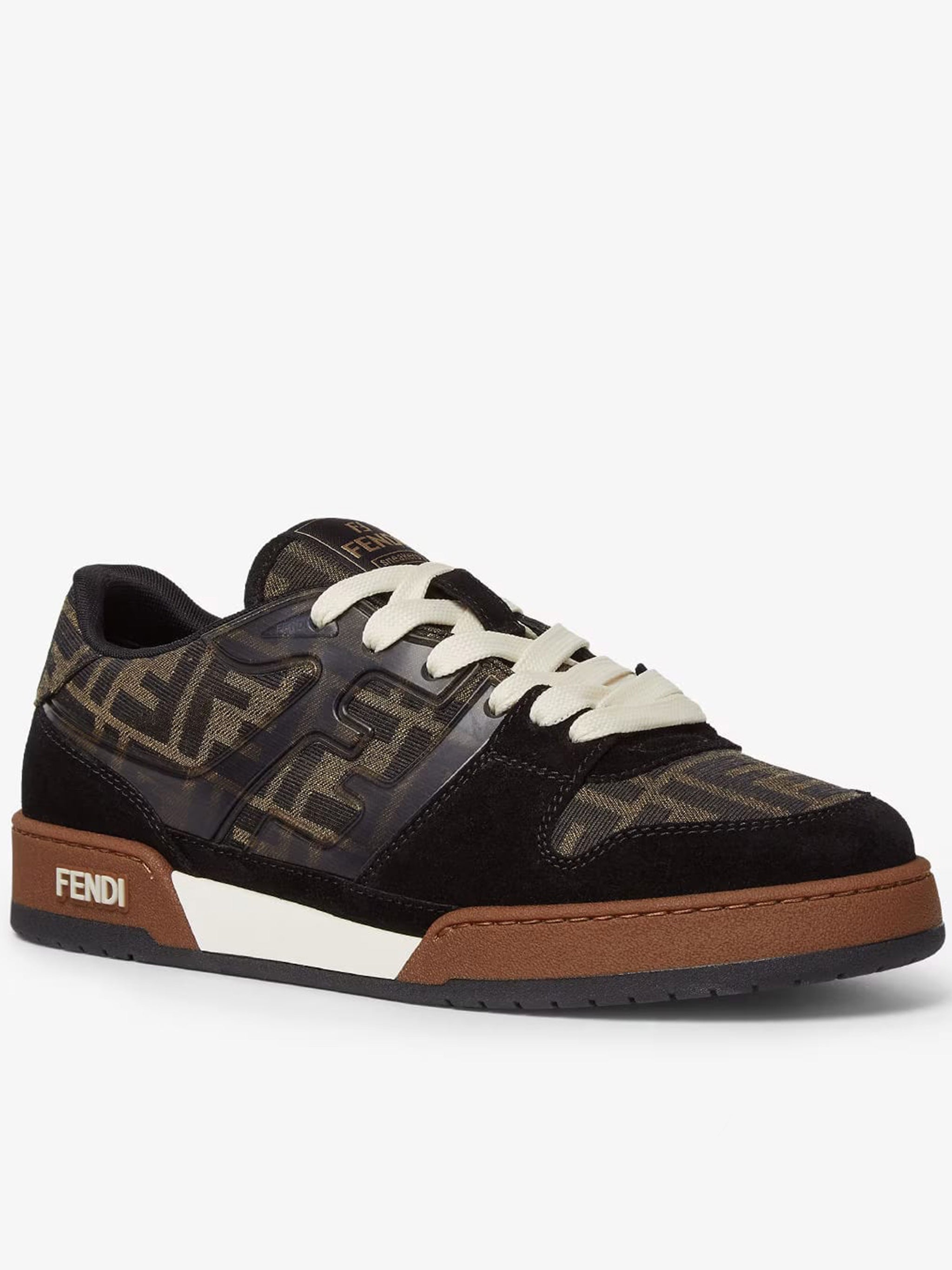 Dark Brown Monogram Suede Low-Top Sneakers
