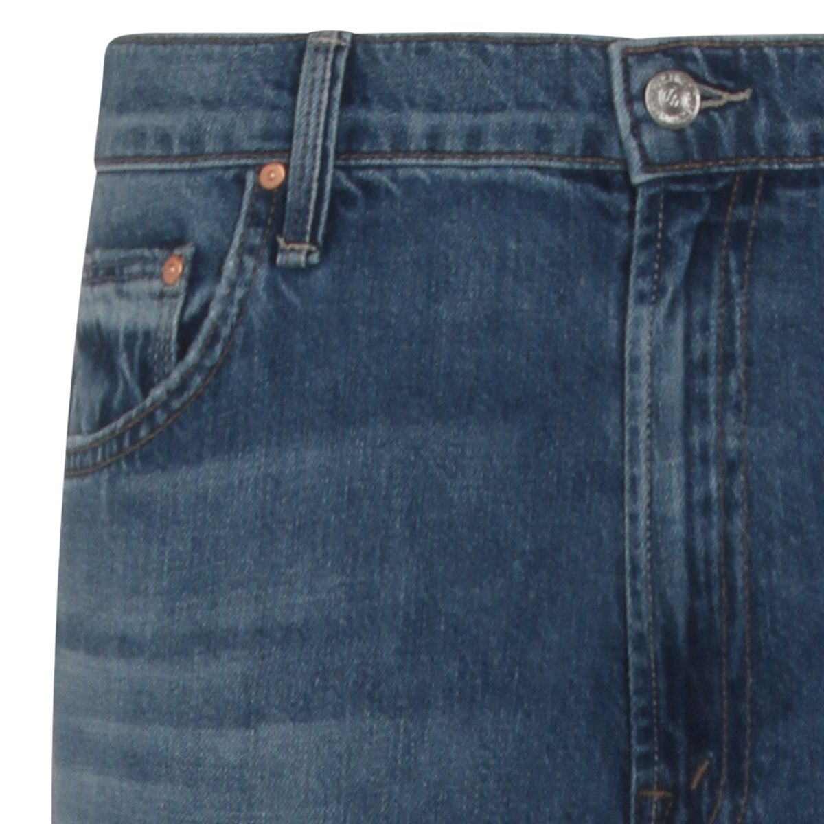 Mid-Rise Straight-Leg Denim Jeans with Subtle Fading