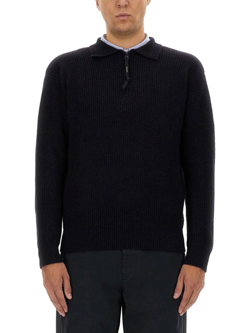 Textured Ribbed Black Wool Jersey
