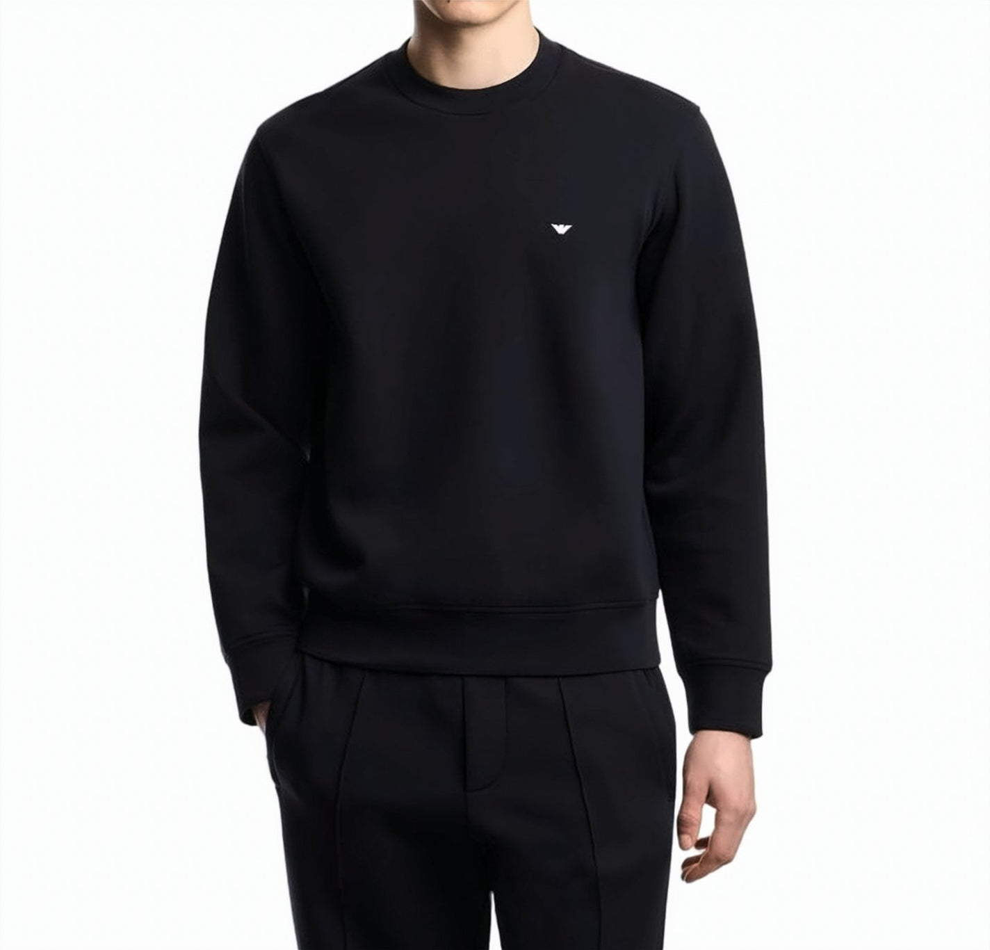 Blue Double Jersey Crewneck Sweatshirt