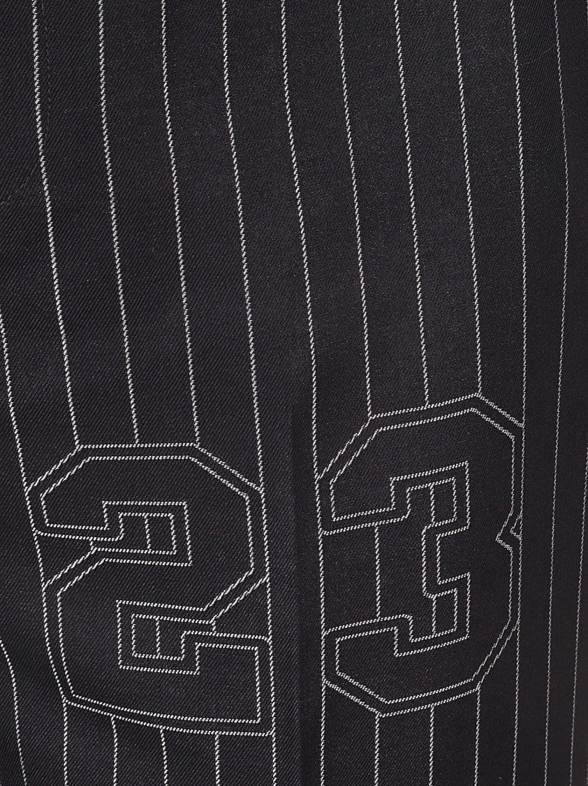 Tailored Pinstripe Trousers With Sporty Embroidered Detail