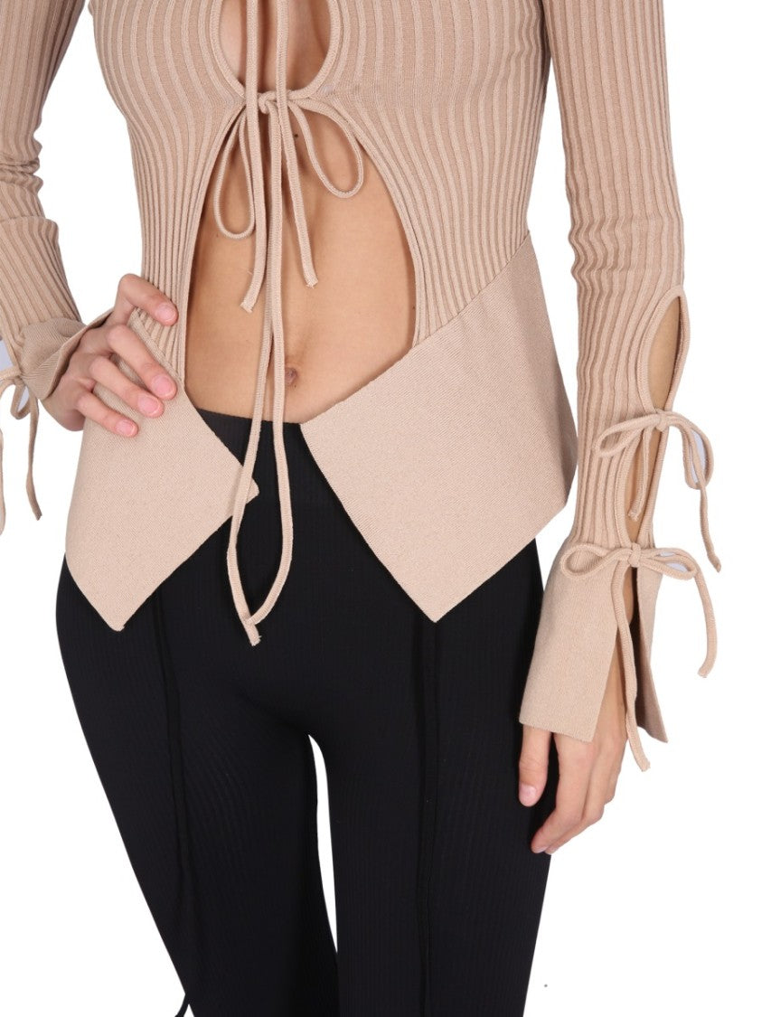 Knitted Cardigan With Adjustable Front Closure