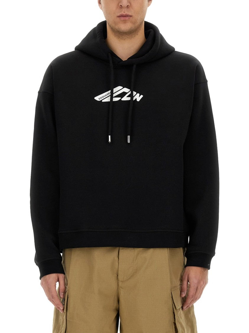Cropped Sweatshirt With Bold Logo Print