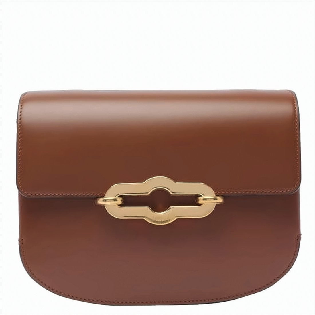 Structured Calf Leather Crossbody Bag with Gold-tone Clasp