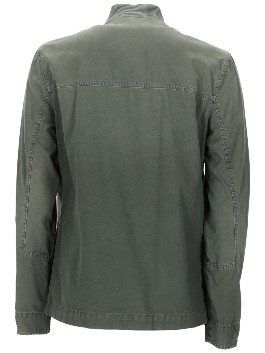 Military-Inspired Olive Green Giaccone Jacket With Metallic Studs