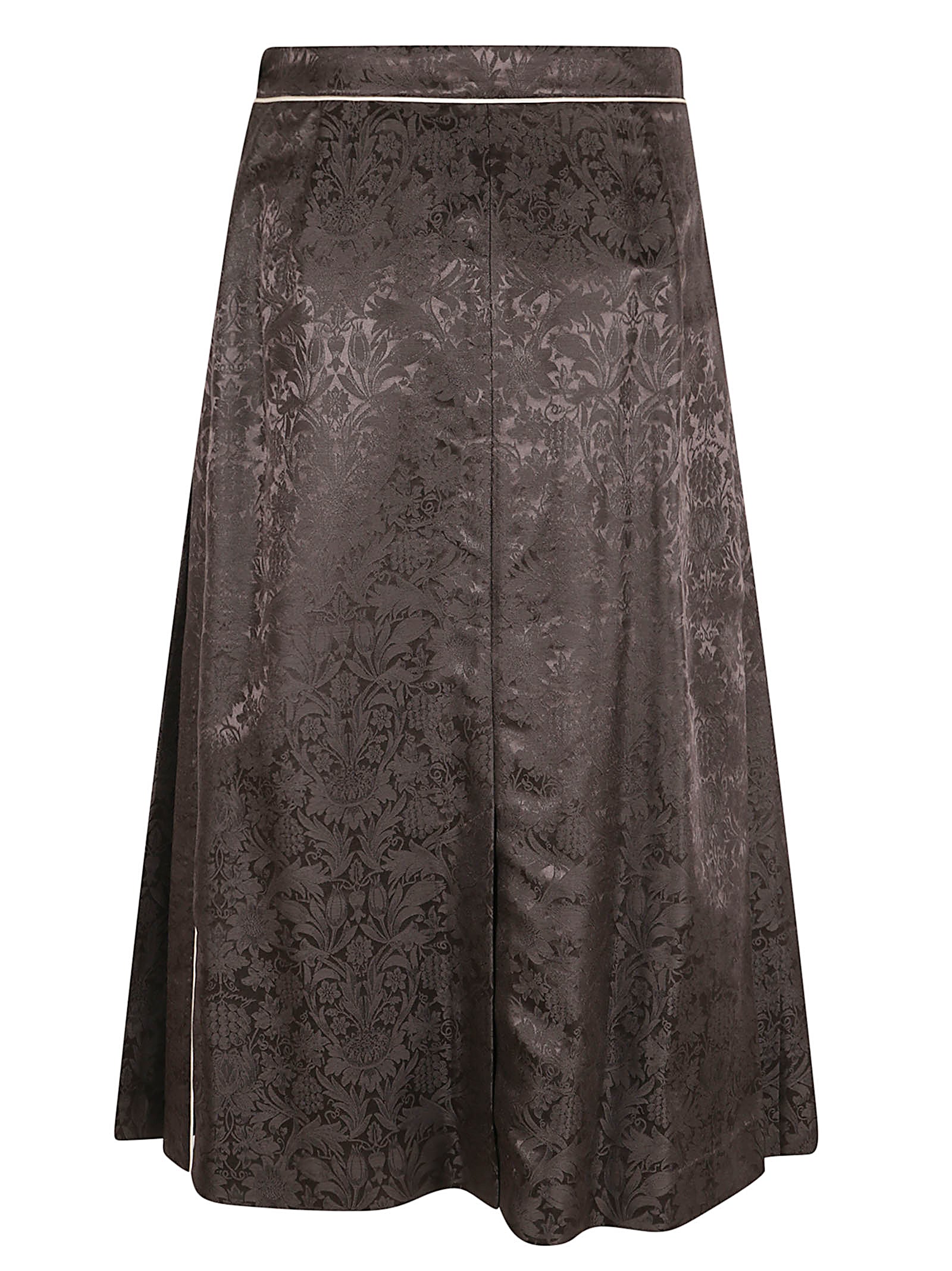 Silk Jacquard Wrap Skirt With Front Pleats