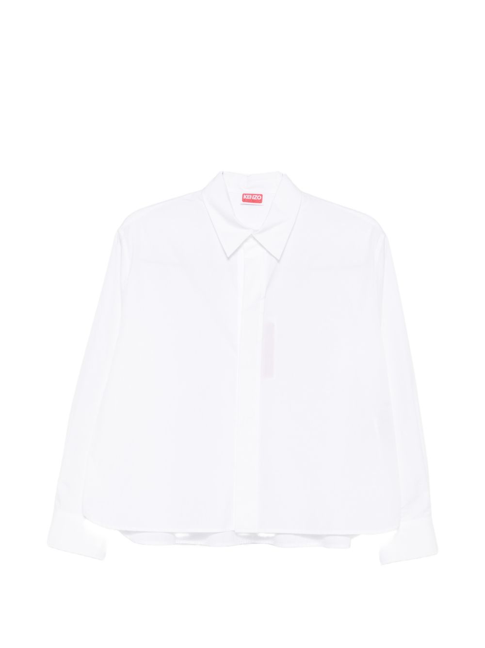 White Pointed Collar Button Long Shirt