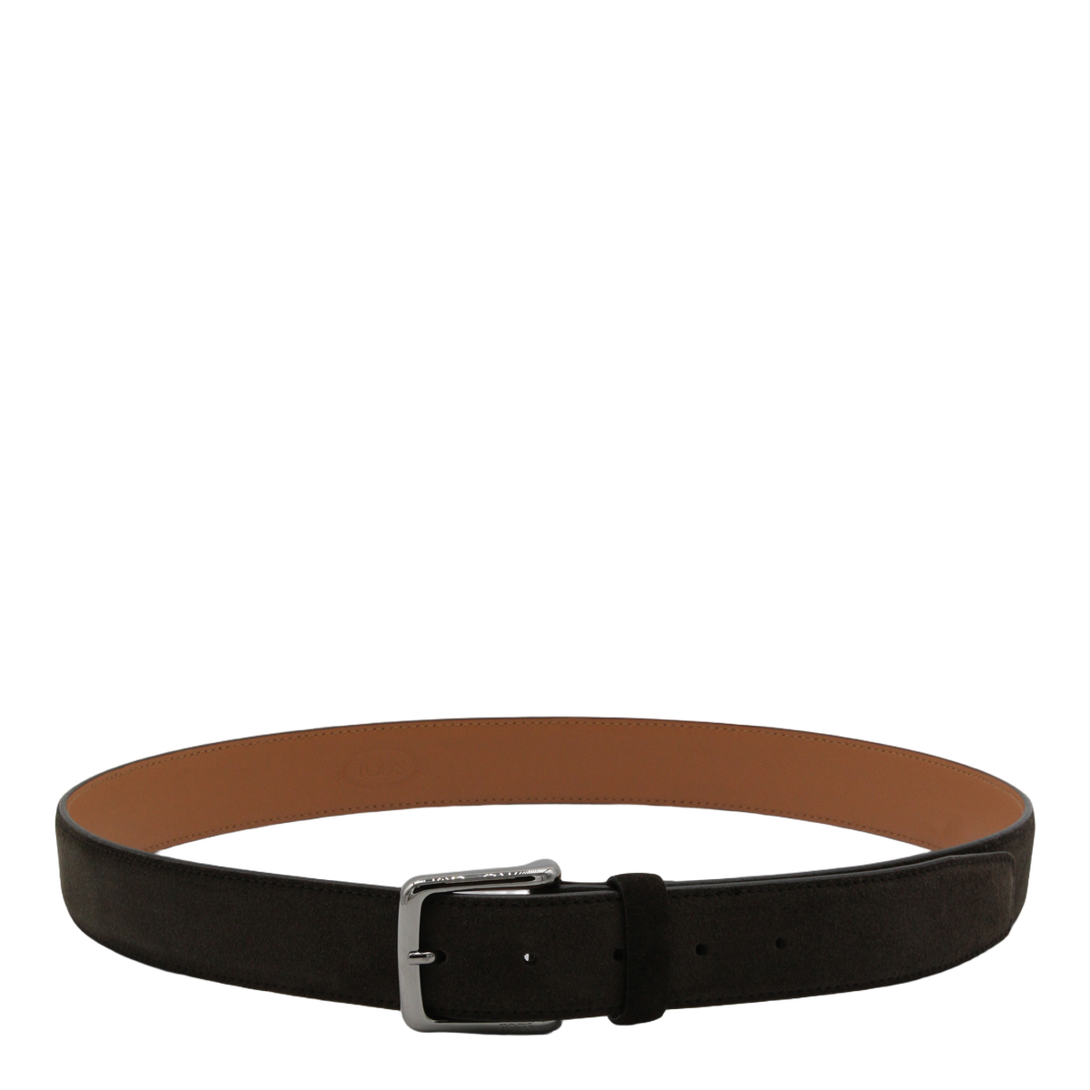 Dark Suede Belt with Polished Silver Buckle