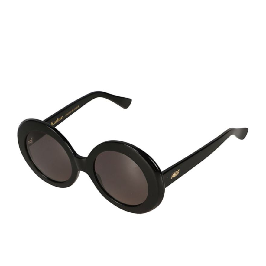 Audrey Round Lens Sunglasses with Glossy Black Frames