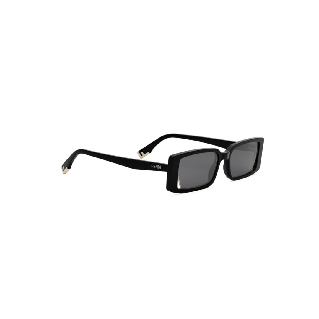 Fe40164i Rectangular Black Acetate Sunglasses