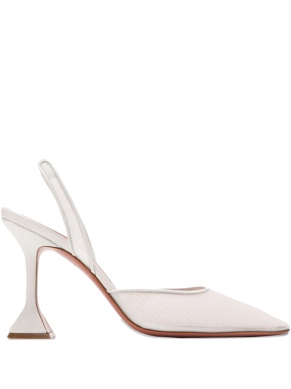 Beige Mesh Hourglass Heel Pumps