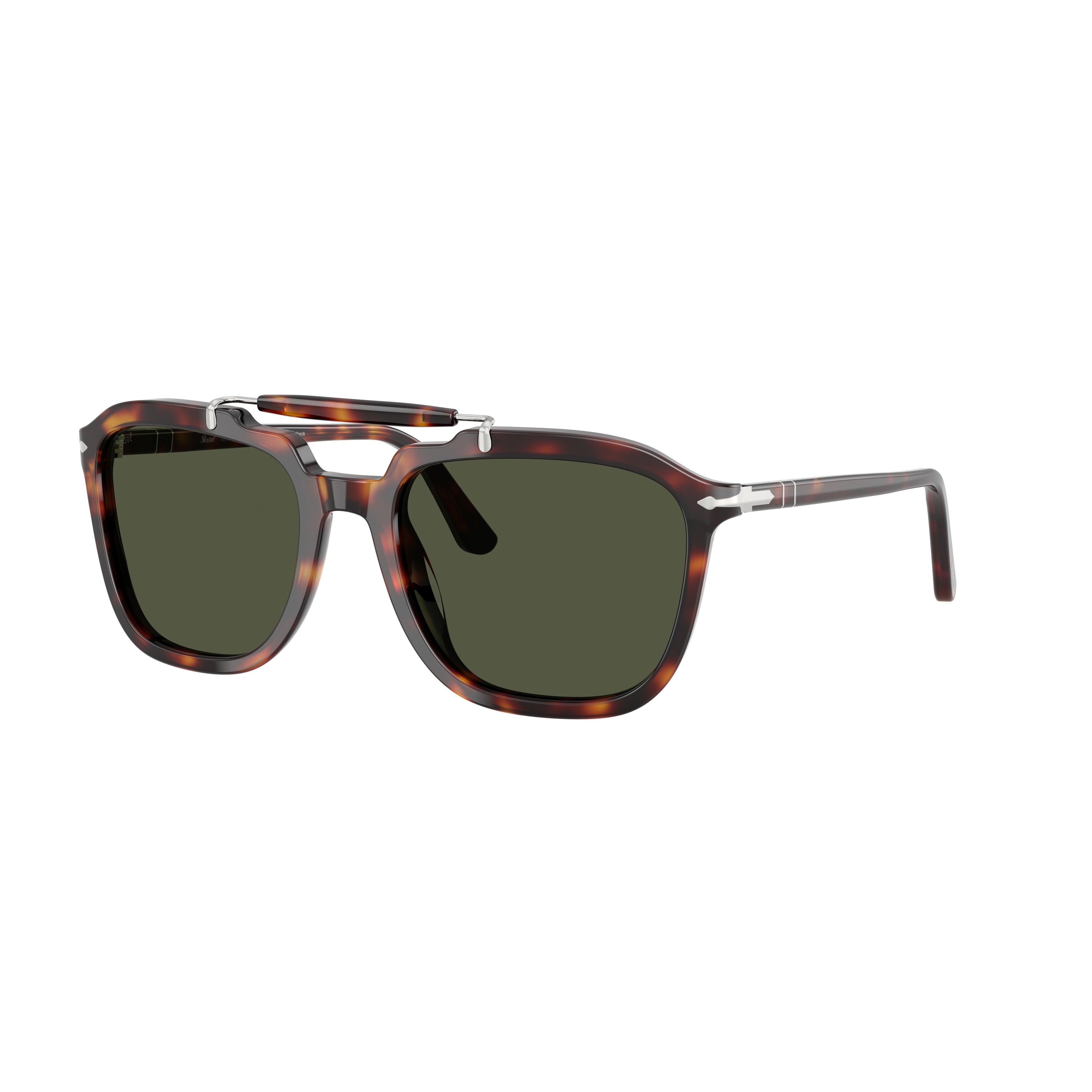 0po0203s Square Frame Tortoiseshell Acetate Sunglasses with Silver Accents