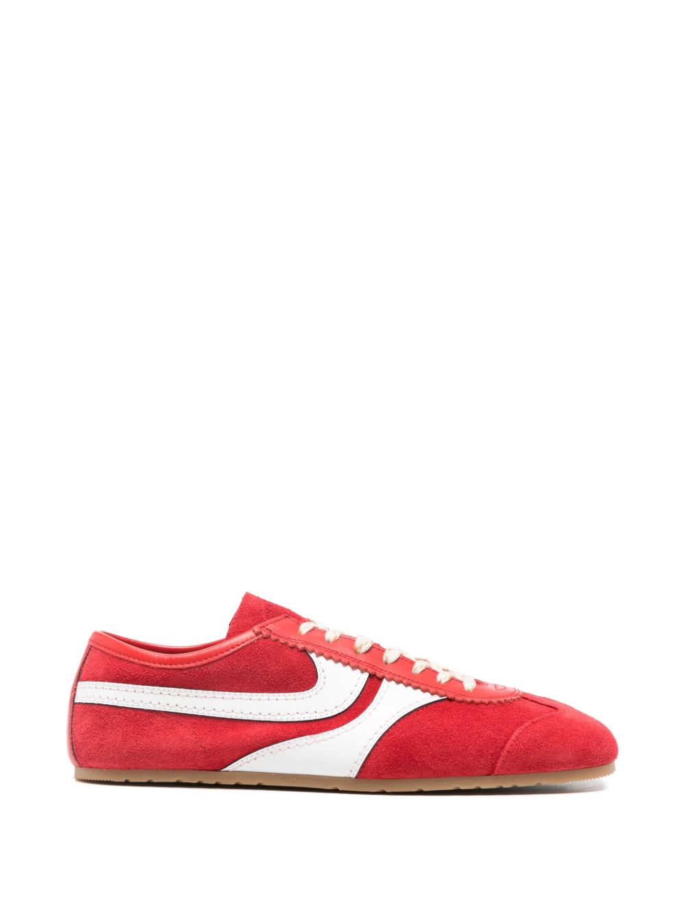 Low Profile Red Suede Sneakers