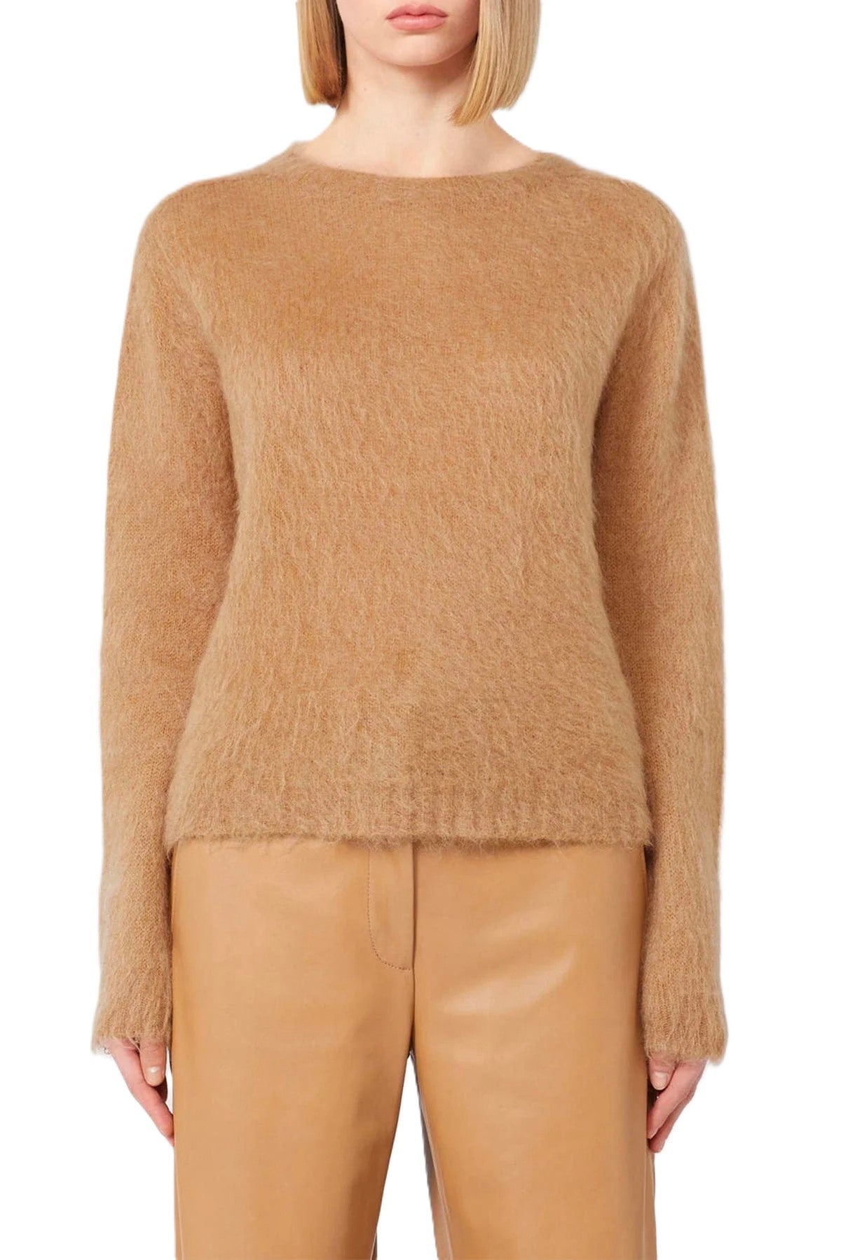Soft Brown Knit Sweater With Fluffy Texture