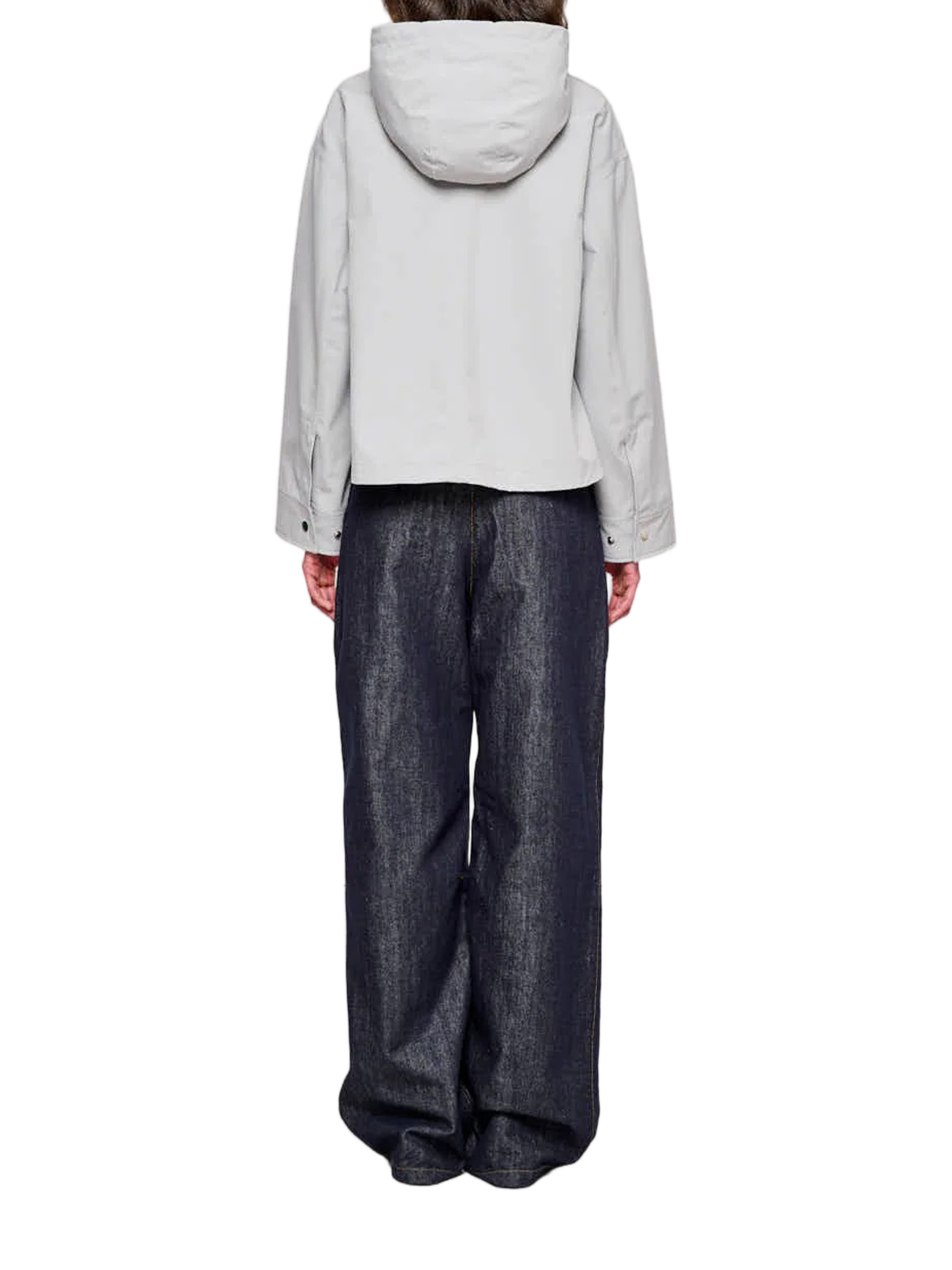 Grey Short Two Layers Hooded Parka