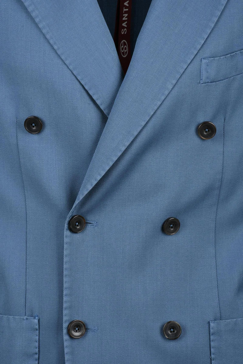 Double-Breasted Wool Blazer - Blue