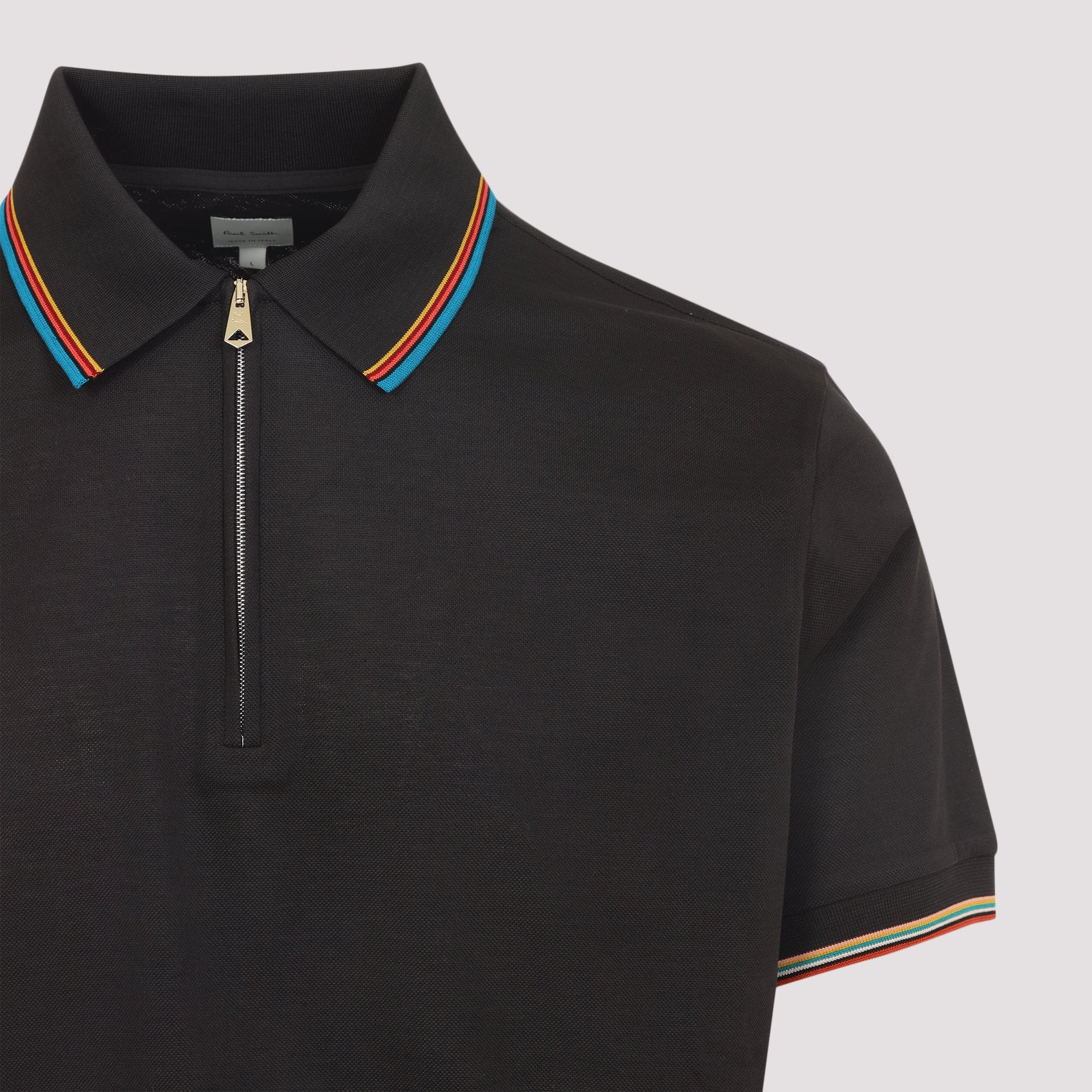 Short-Sleeve Polo Shirt With Colorful Striped Detailing