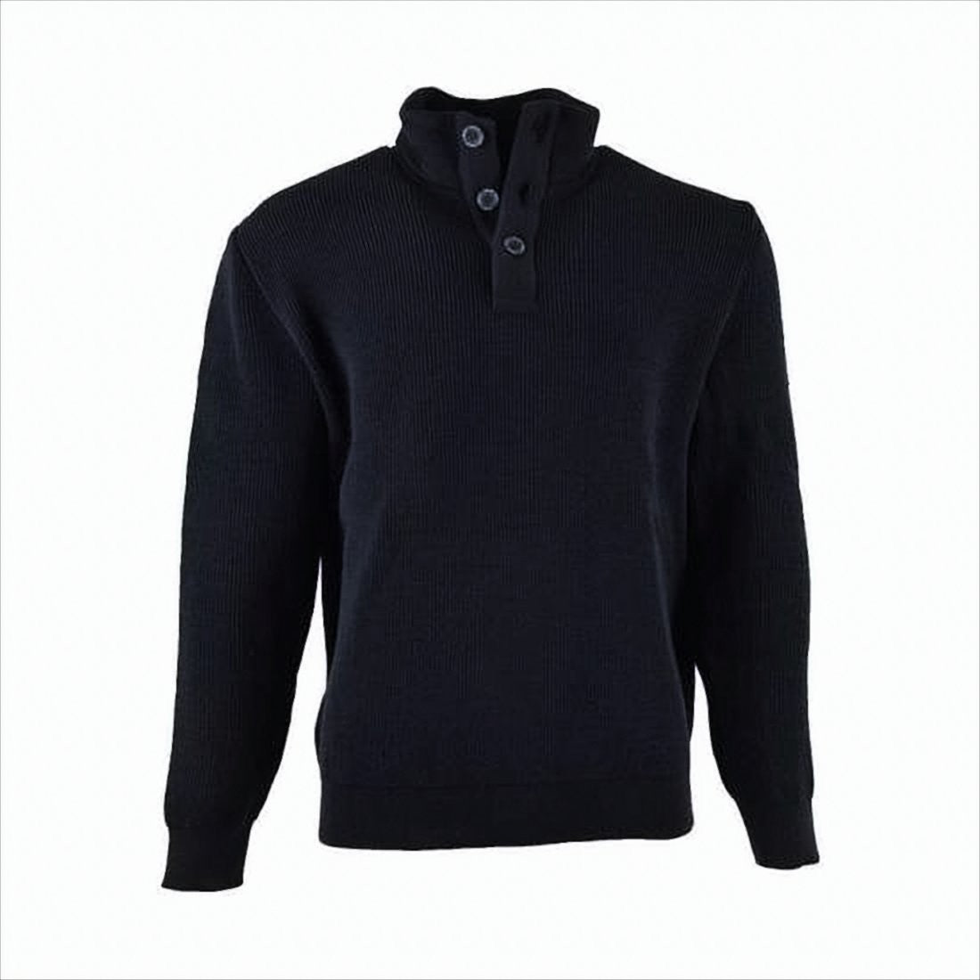 Ribbed Knit Turtleneck Sweater With High Collar And Three-Button Placket
