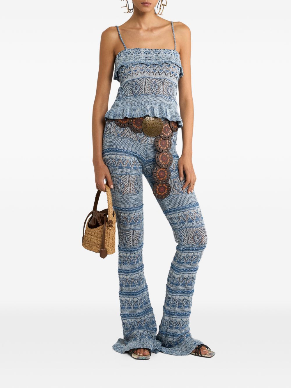 Blue Fit-And-Flare Trousers