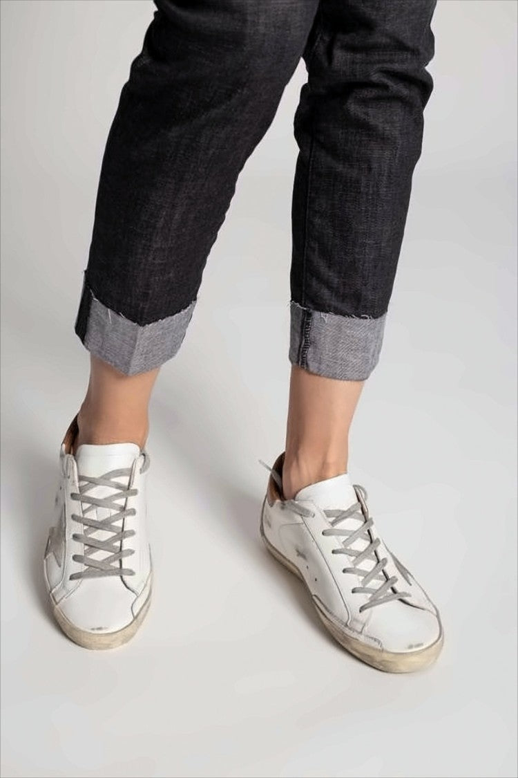 Distressed Leather Low-Top Sneakers