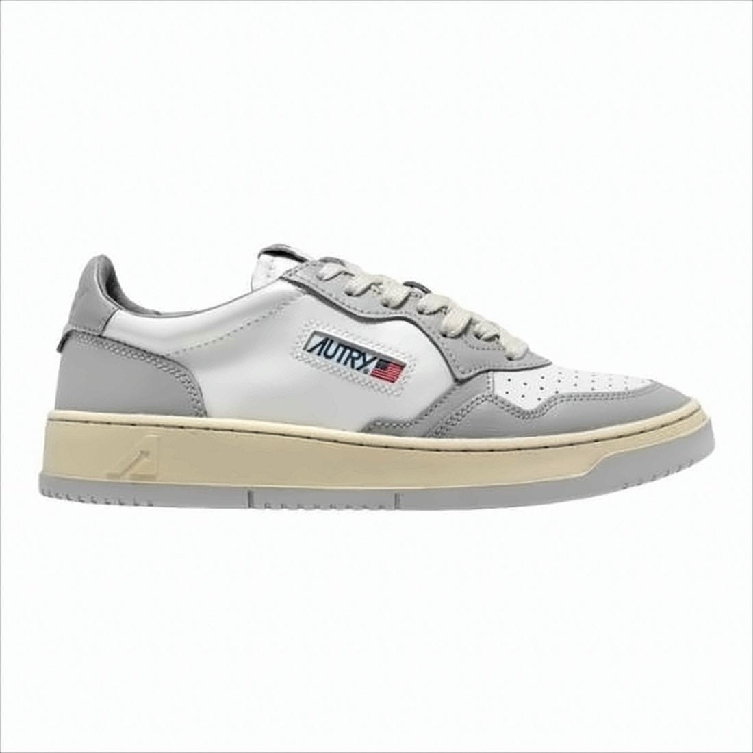 Low-Top Sneakers with Smooth and Perforated Panels