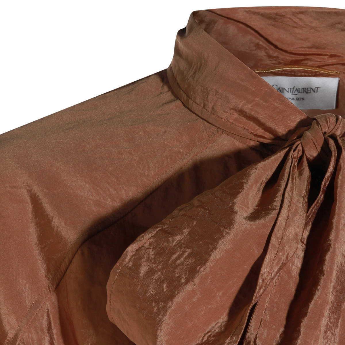 Bow Tie Detail Brown Blouse