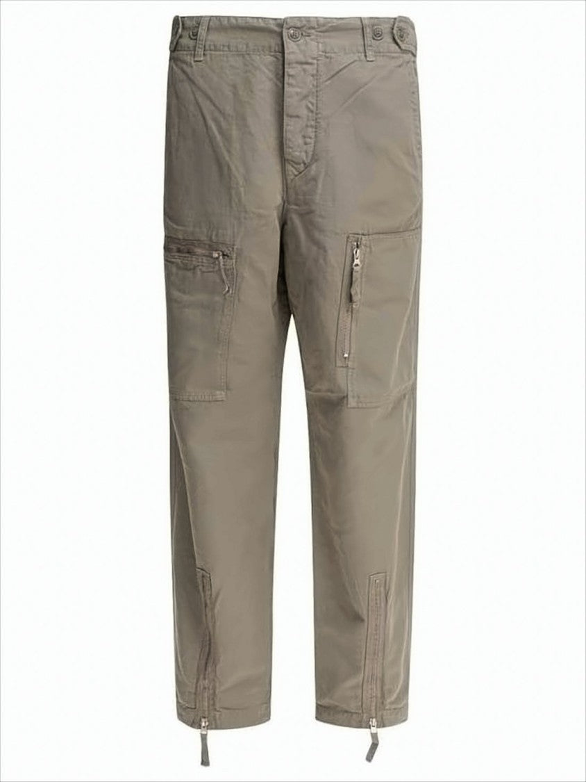 Relaxed Fit Straight Pants with Zippered Pockets