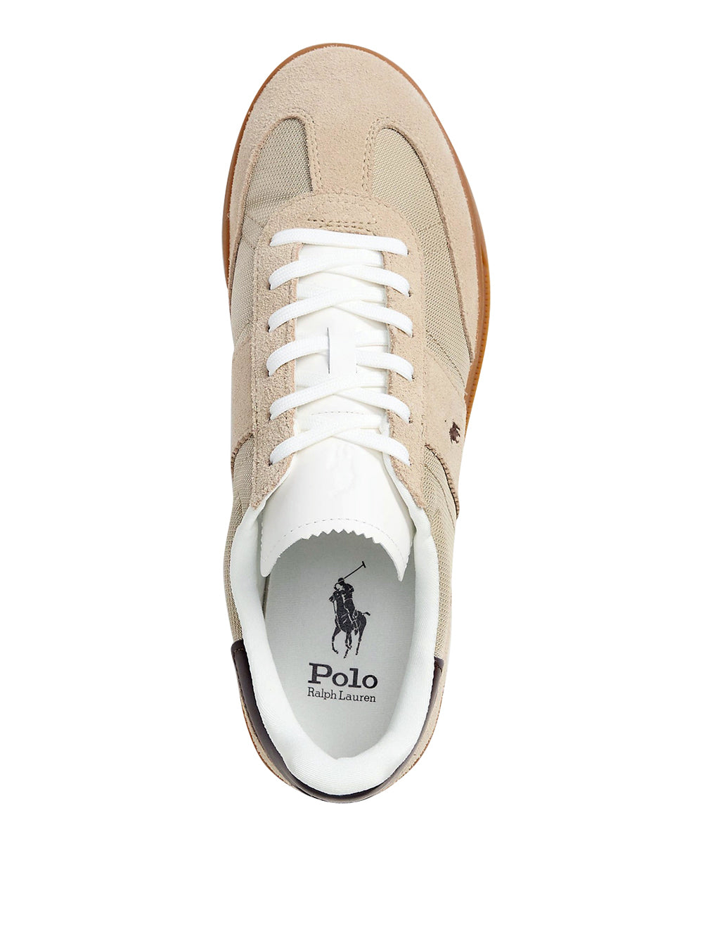 Beige Low-Top Sneakers with Suede and Mesh Panels