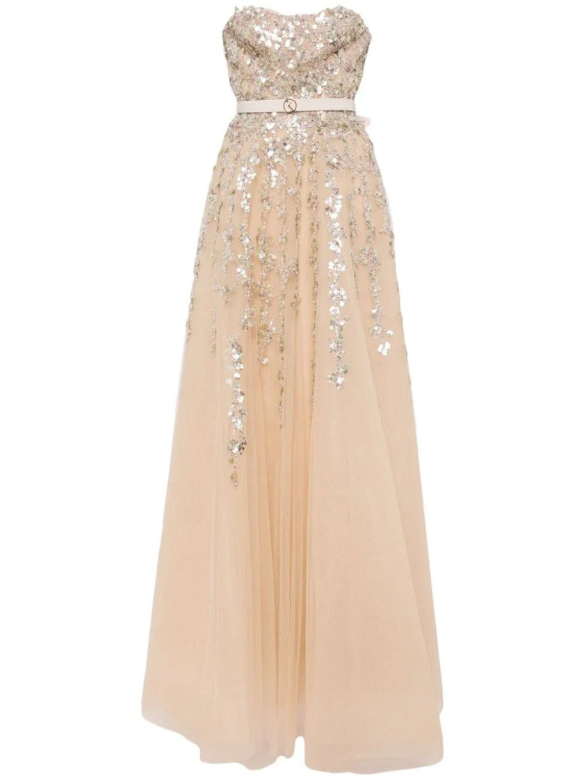 Tulle Stapless Dress With A Dotted Beading