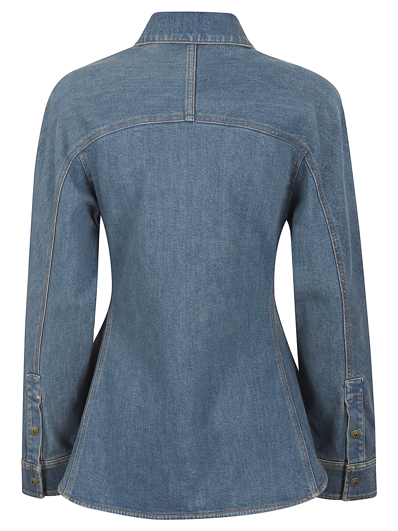 Fitted Denim Top with Peplum Hem