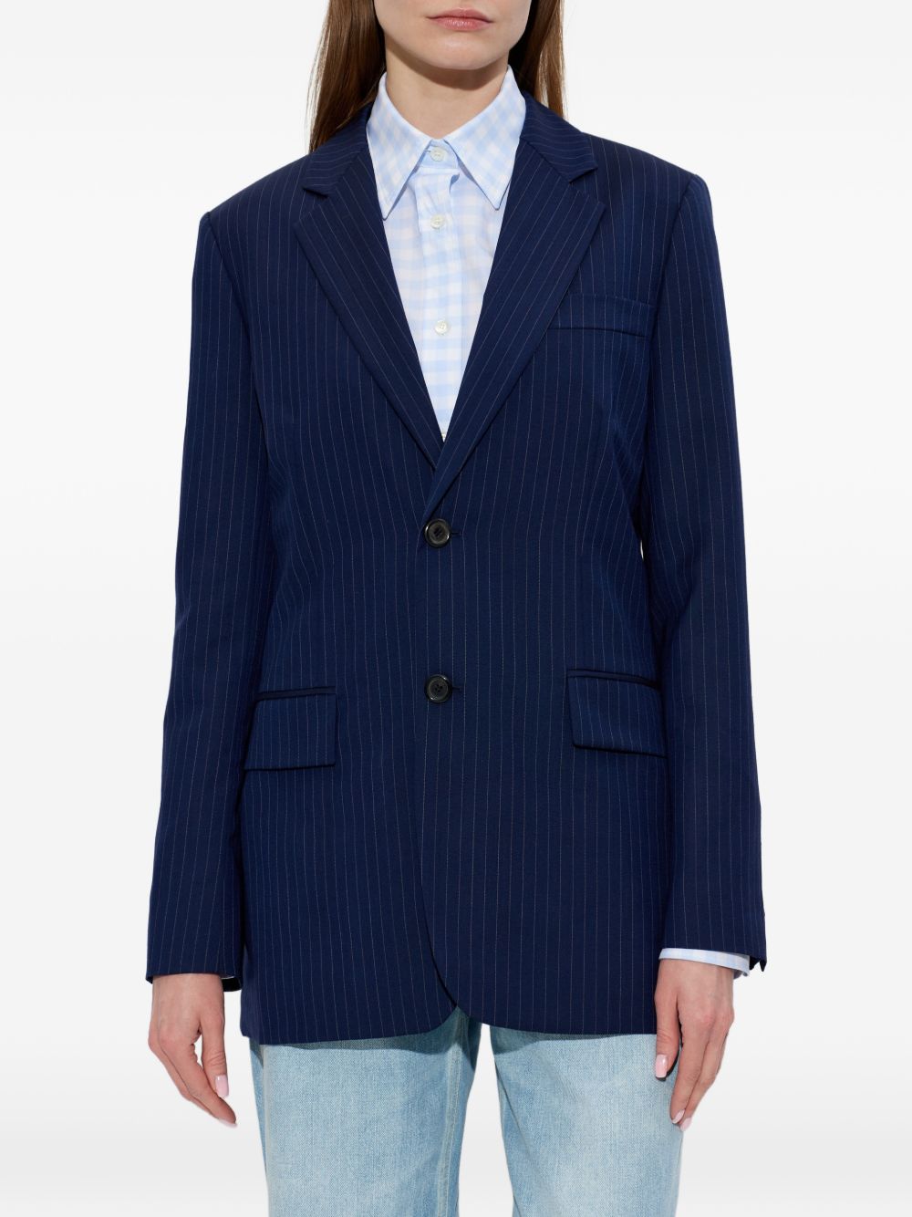 Tailored Navy Blue Silk And Nylon Jacket