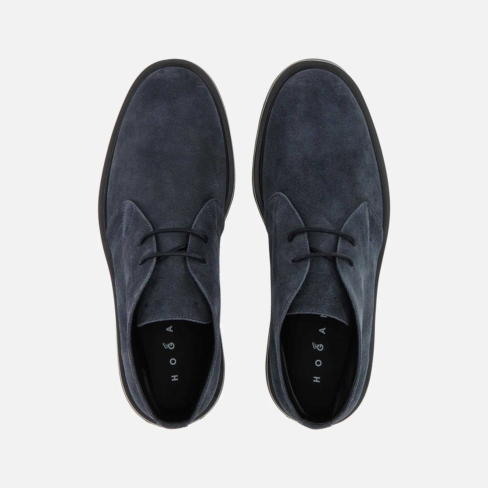 Lace-Up Ankle Shoes In Deep Blue Suede