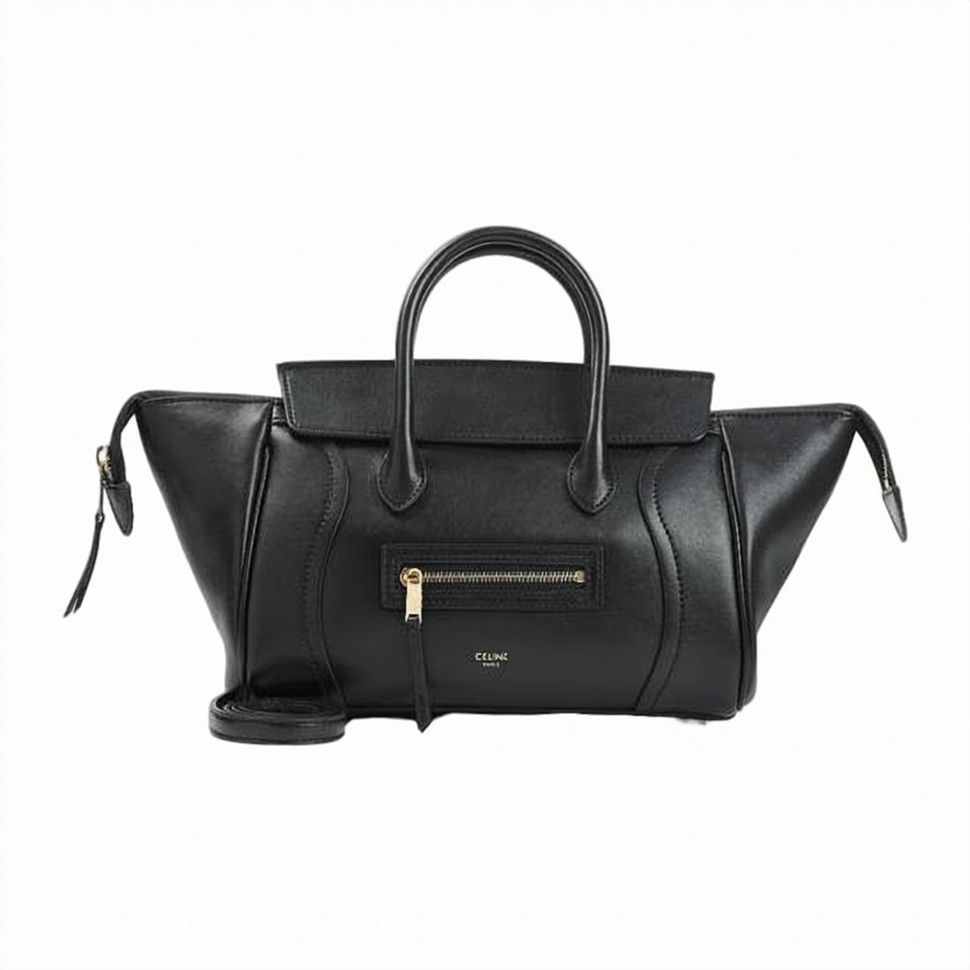 Small Structured Handbag in Supple Shiny Lambskin