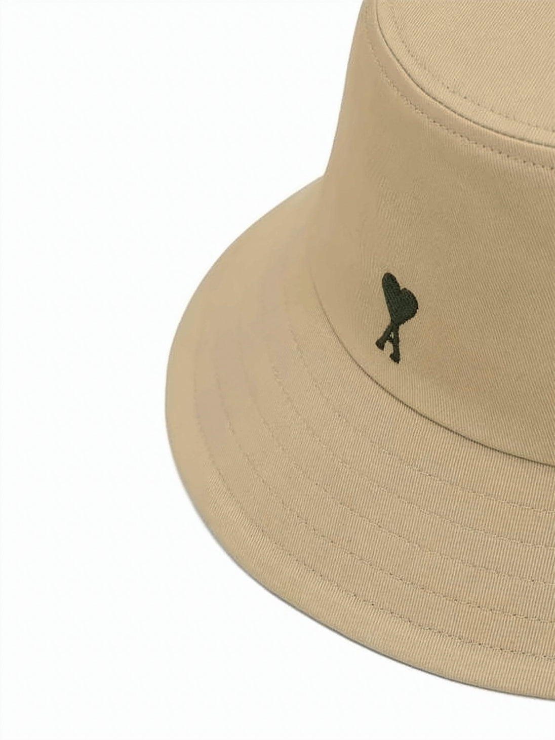 Cotton Bucket Hat with Embroidered Heart Detail