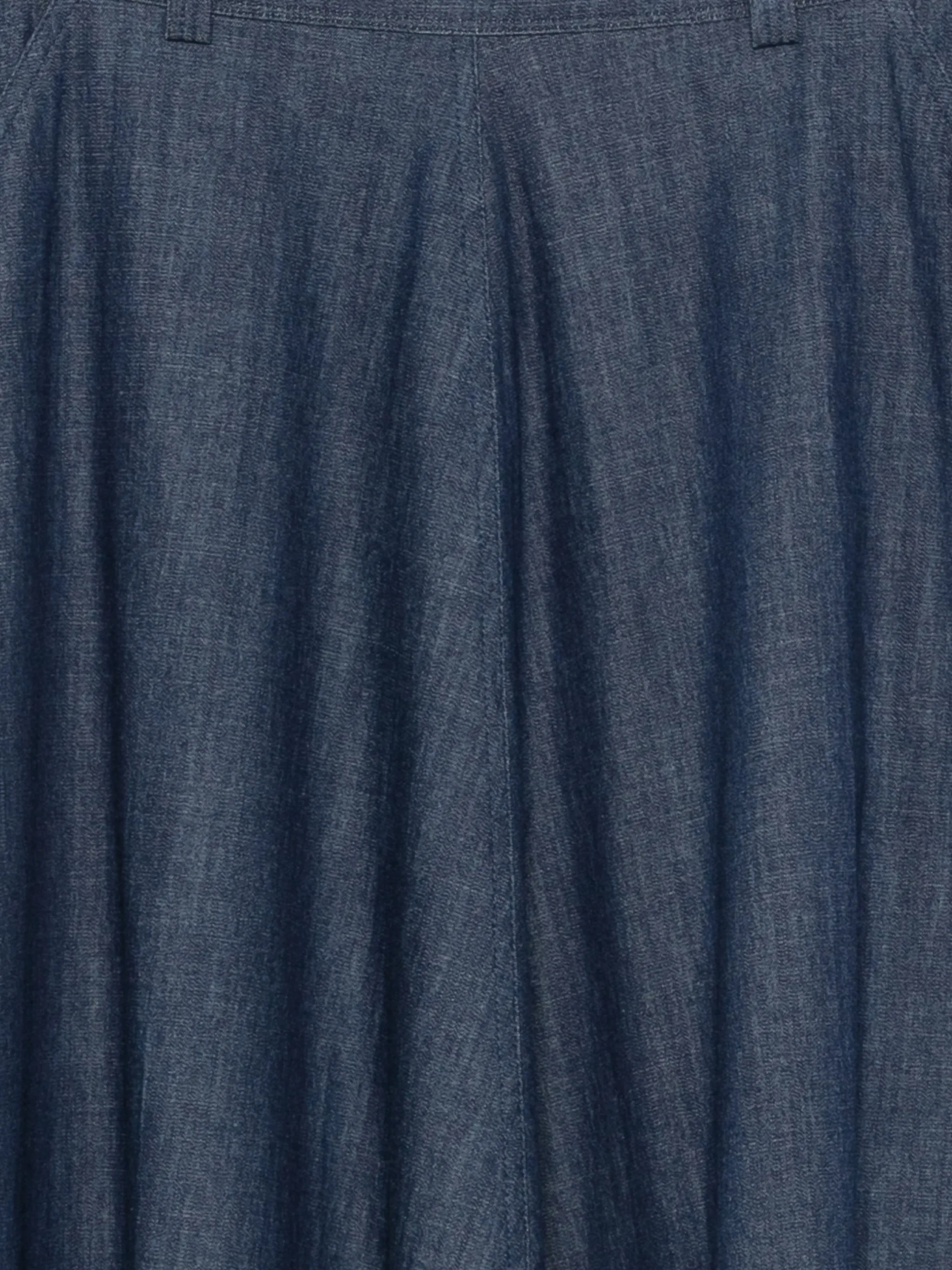 Blue Flared Knee-Length Denim Skirt