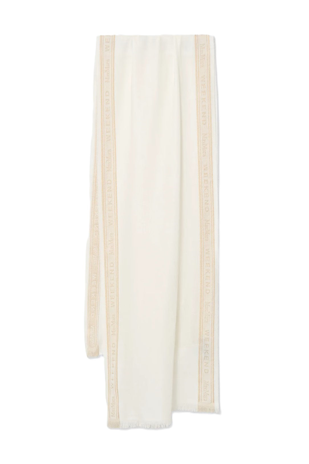 Long Creamy Scarf with Subtle Beige Borders