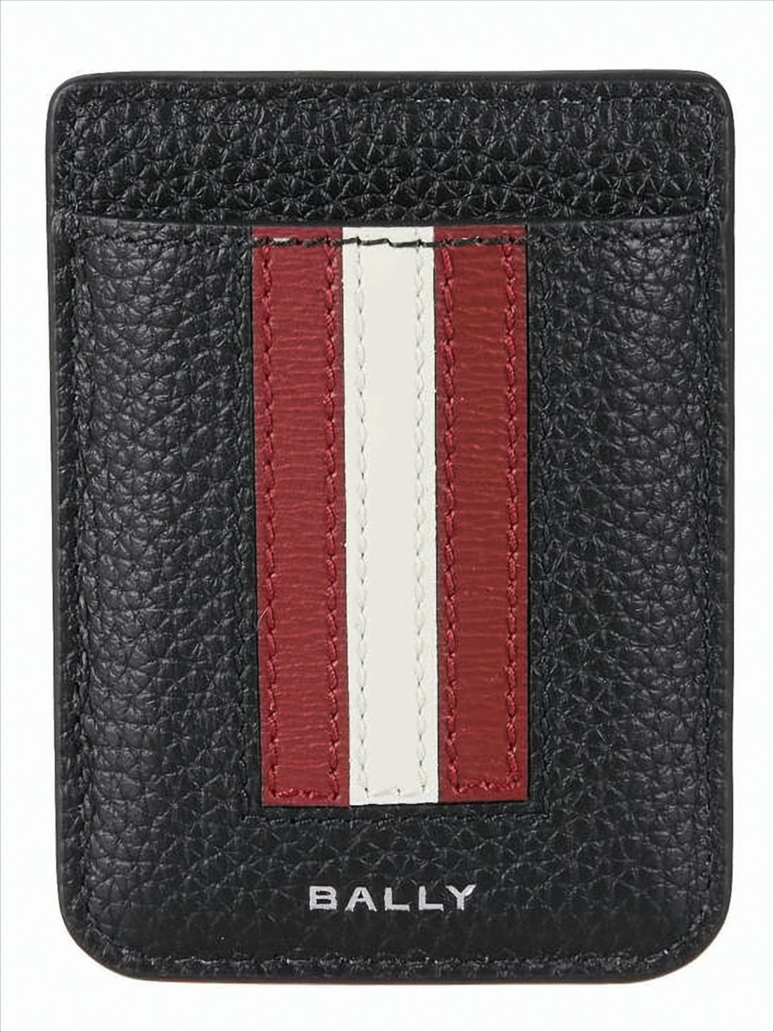 Textured Cow Leather Cardholder with Striped Detailing