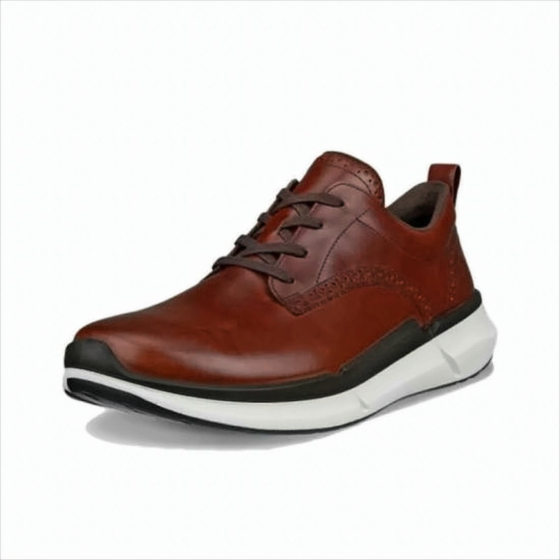 Smooth Leather Sneakers with Perforated Detailing