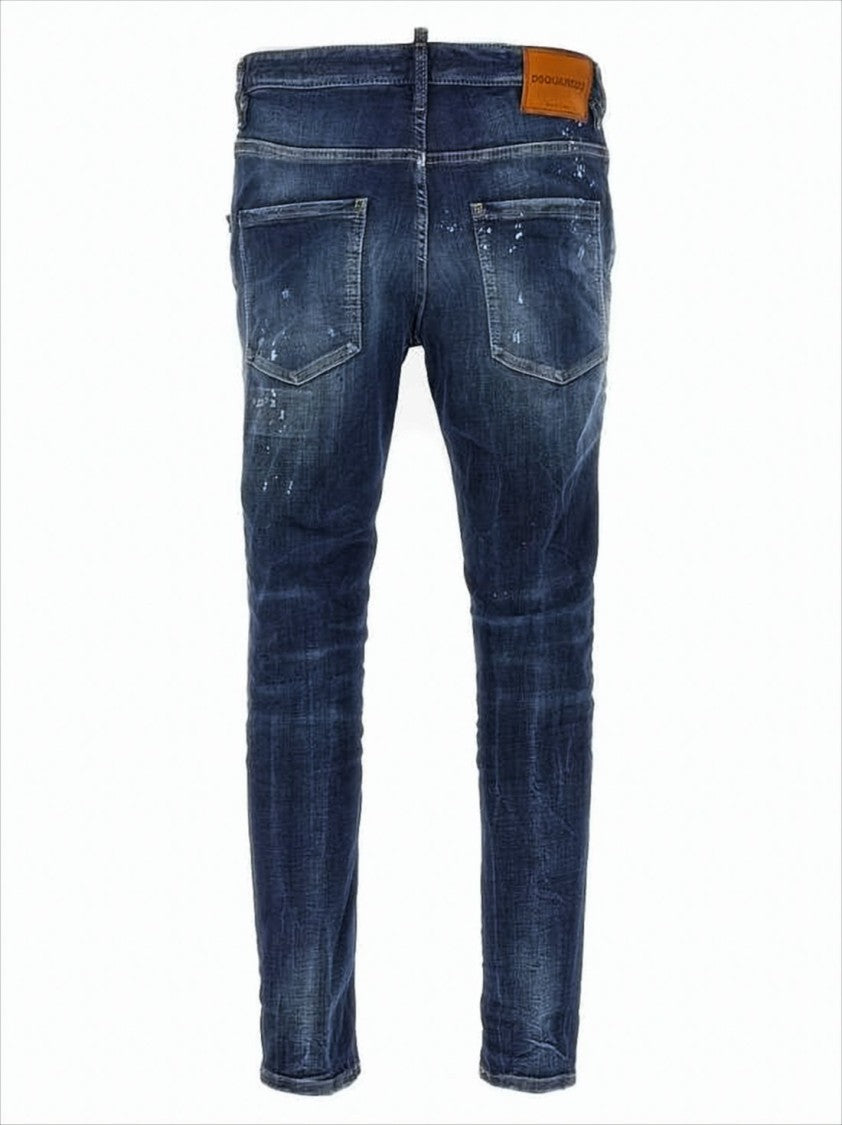 Distressed Dark Blue Slim Fit Jeans