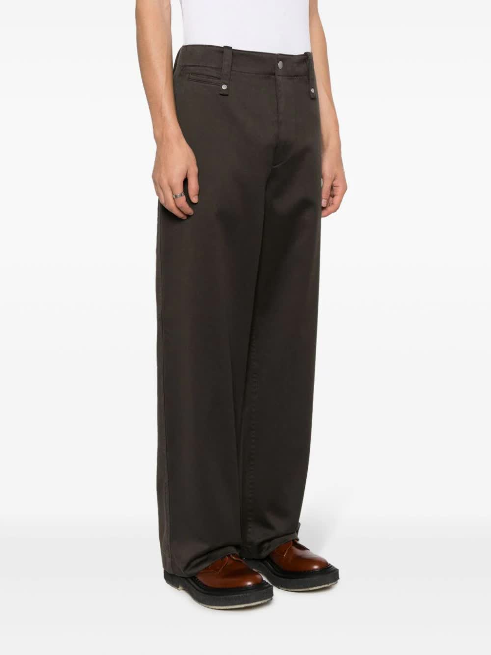 Relaxed Fit Brown Cotton Pants