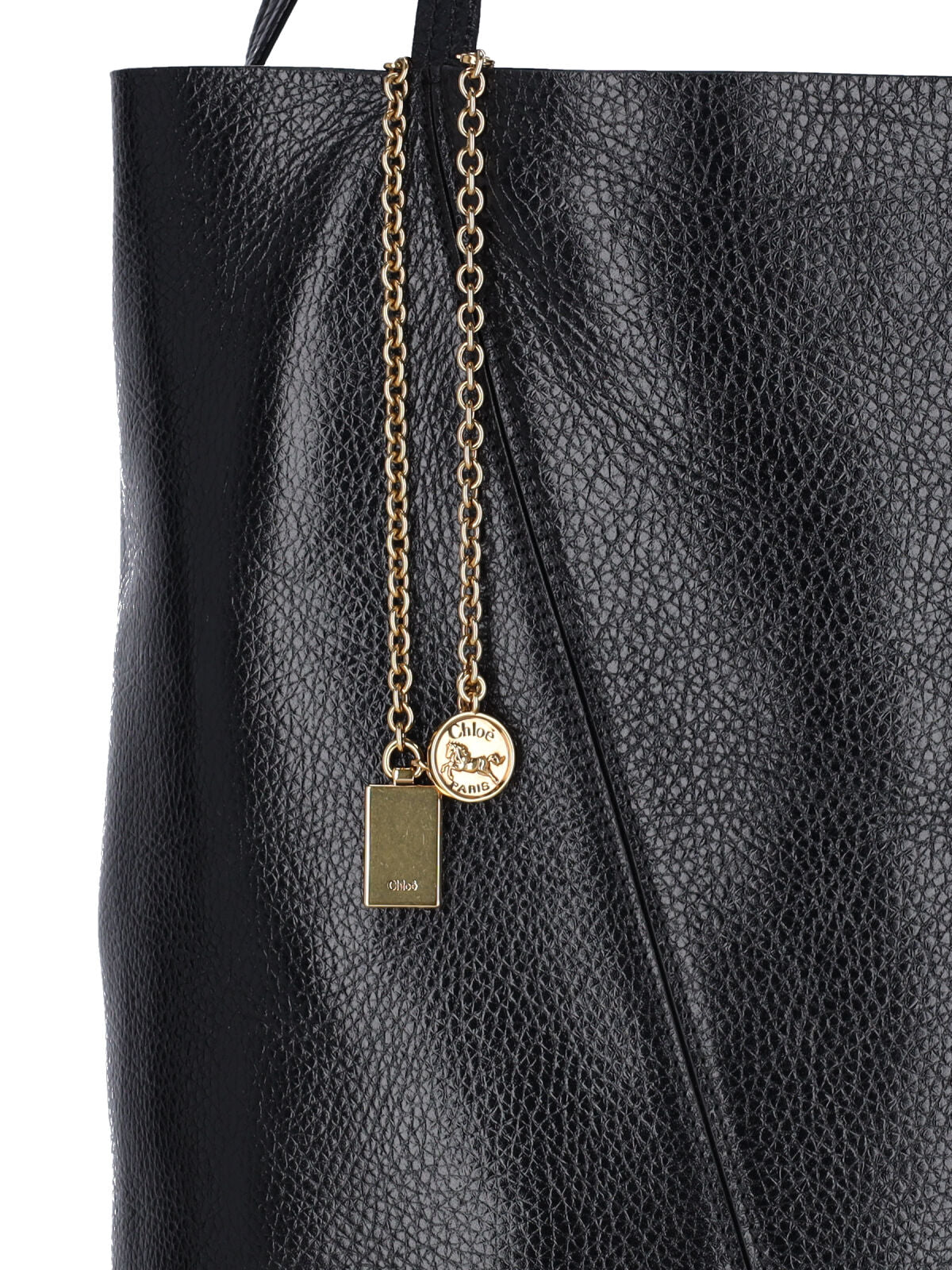 Black Spin Textured Leather Tote