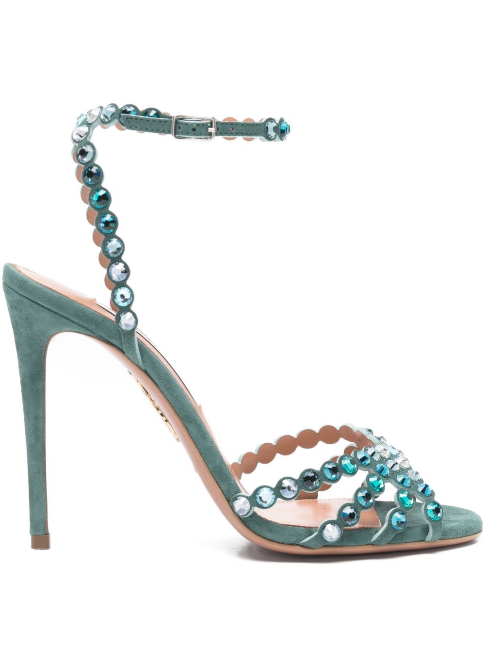 High-Heeled Sandals With Reflective Embellishments