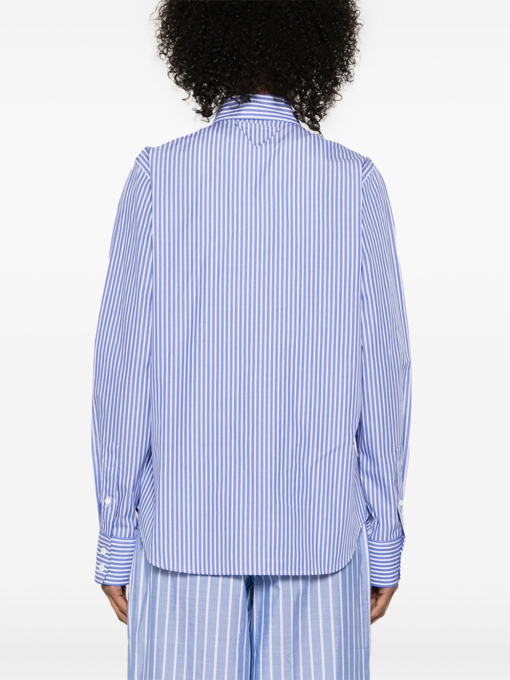 Classic Striped Shirt With Decorative Collar Embellishments