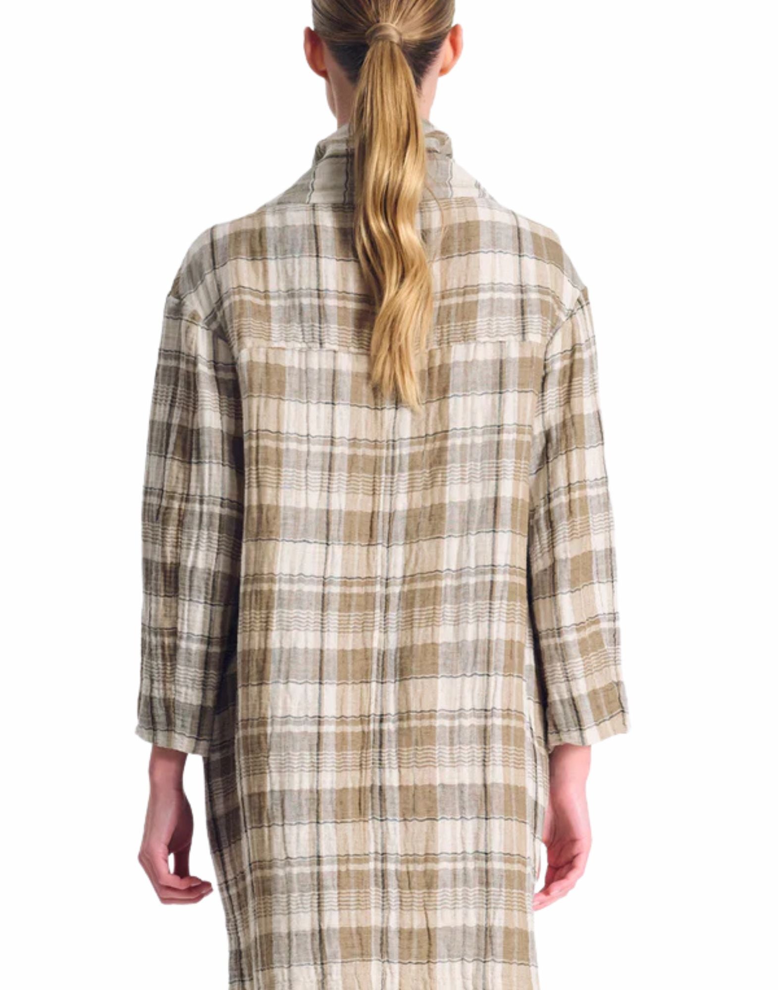 Women’s Checked Trench In Cotton And Linen Sand