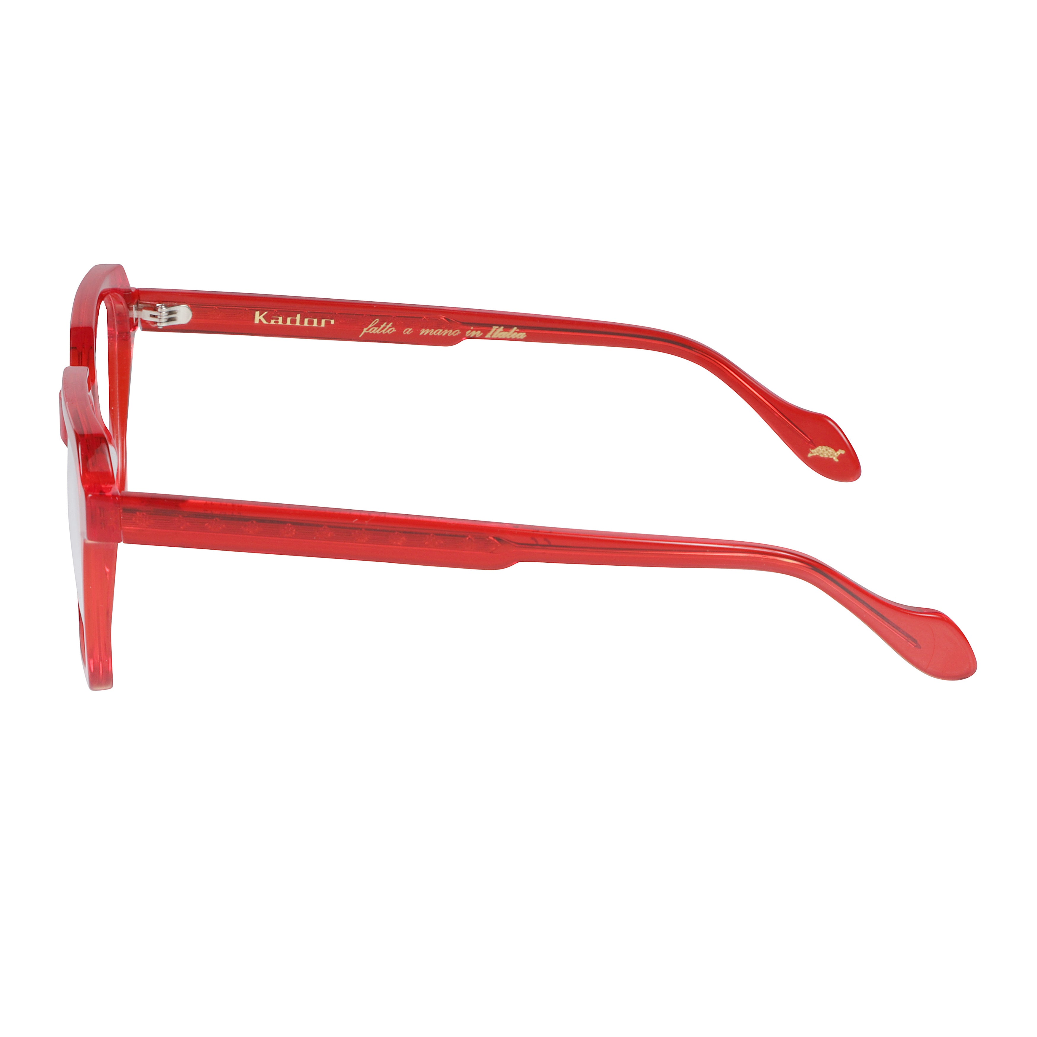 Kallima Light Translucent Red Geometric Sunglasses with Gold Accents