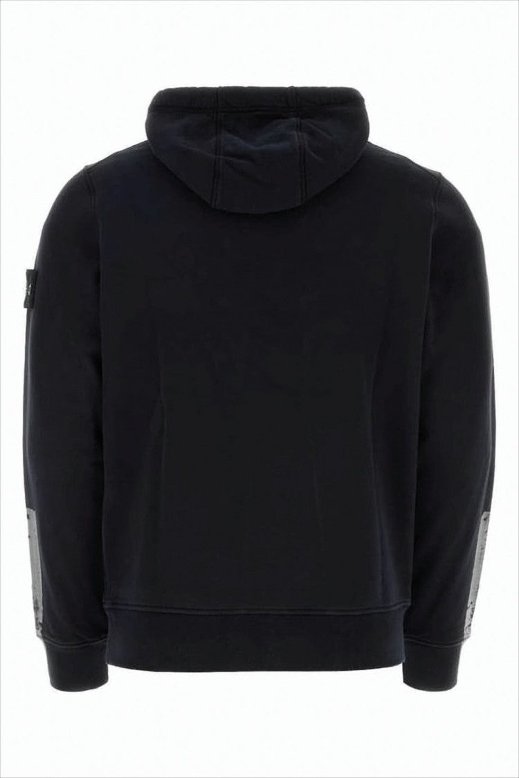 Cropped Black Hooded Sweatshirt with Unique Paint-Like Accents