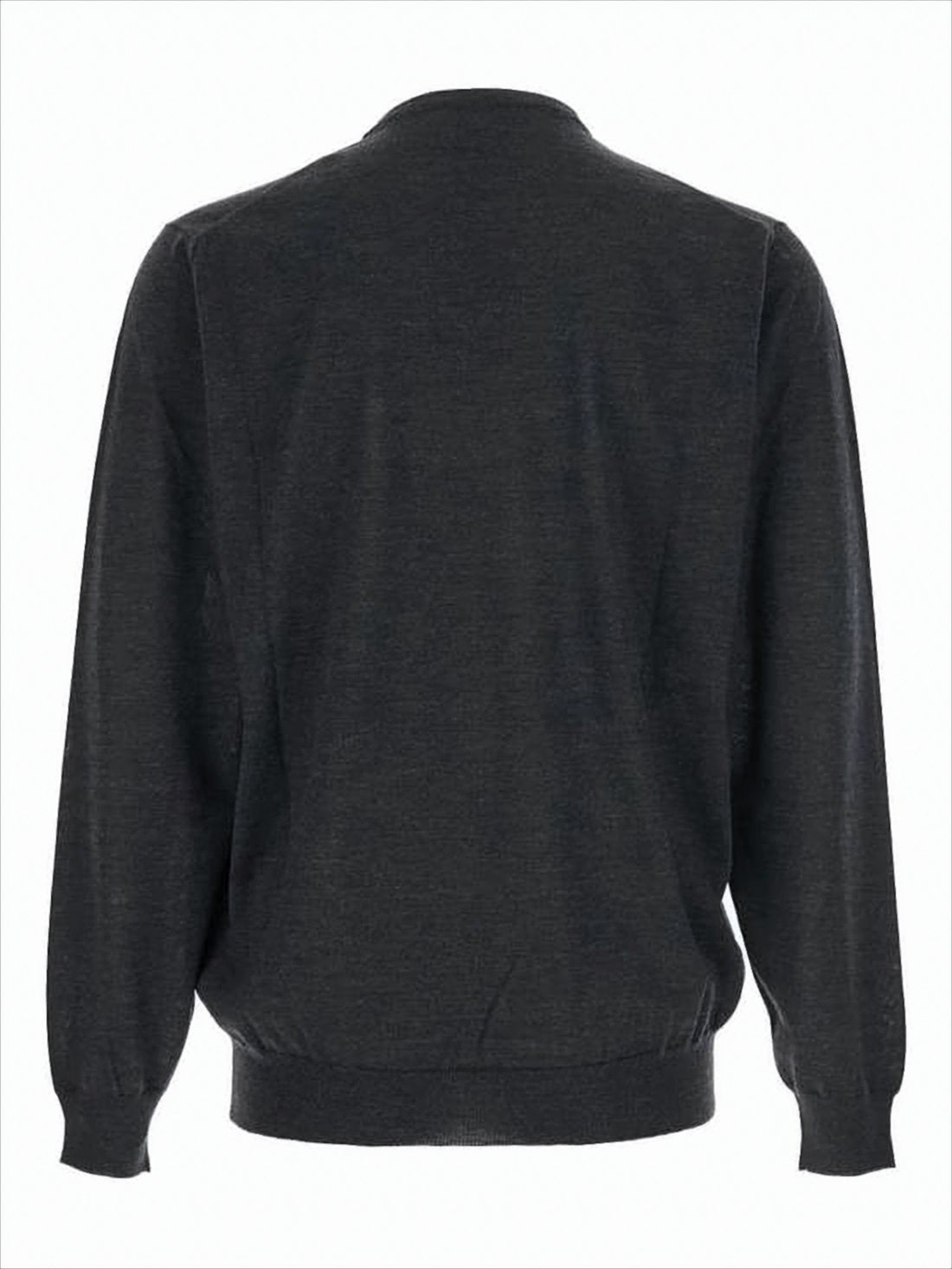 Fine-Knit Black Wool Crew Neck Sweater